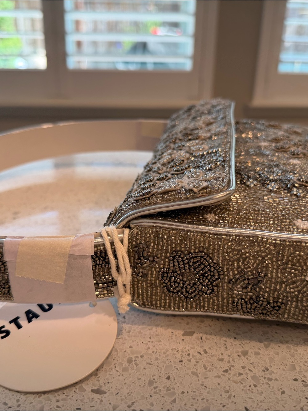 STAUD TOMMY BEADED SILVER GARDEN PARTY Shoulder Bag - Picture 8 of 15